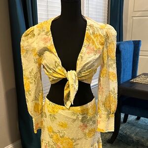 Wayf Yellow Floral Crop Top